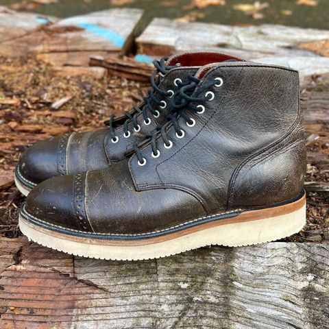 View photo of Grant Stone Garrison Boot in Black Waxed Deer