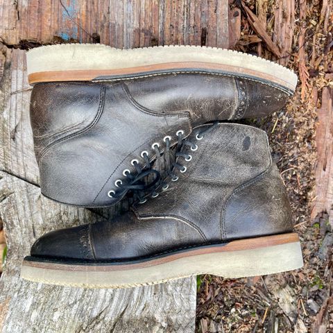 View photo of Grant Stone Garrison Boot in Black Waxed Deer