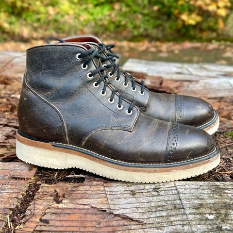 View photo of Grant Stone Garrison Boot in Black Waxed Deer