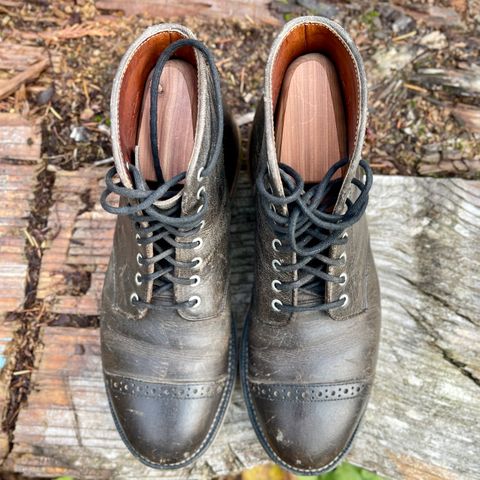 View photo of Grant Stone Garrison Boot in Black Waxed Deer