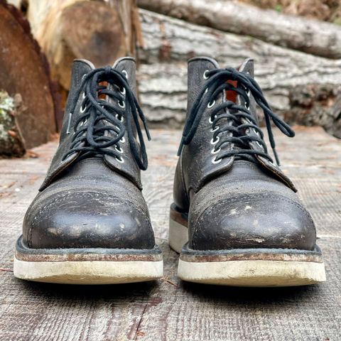 View photo of Grant Stone Garrison Boot in Black Waxed Deer