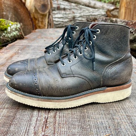 View photo of Grant Stone Garrison Boot in Black Waxed Deer