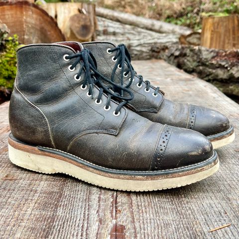 View photo of Grant Stone Garrison Boot in Black Waxed Deer