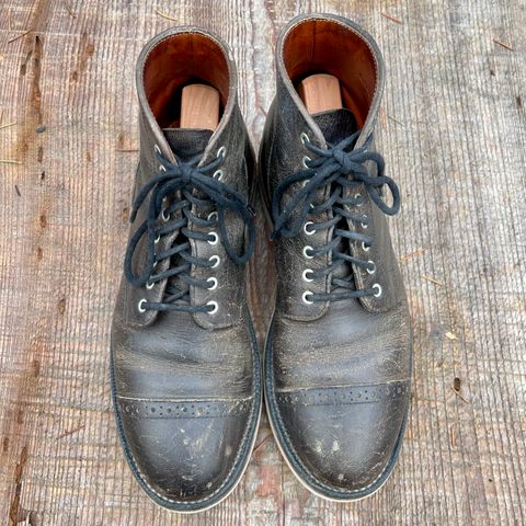 View photo of Grant Stone Garrison Boot in Black Waxed Deer