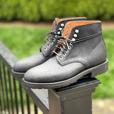 Grant Stone Edward Boot in C.F. Stead Black Waxy Commander Suede