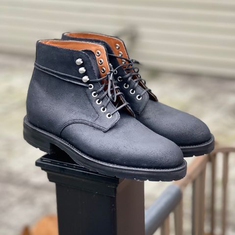 Grant Stone Edward Boot in C.F. Stead Black Waxy Commander Suede