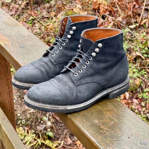 View photo of Grant Stone Edward Boot in C.F. Stead Black Waxy Commander Suede