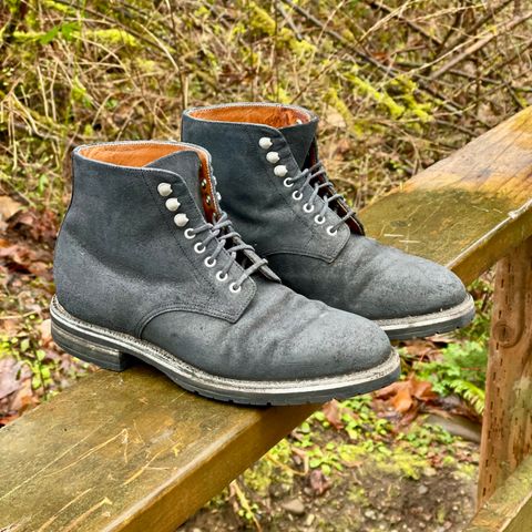 View photo of Grant Stone Edward Boot in C.F. Stead Black Waxy Commander Suede