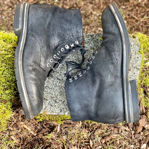 View photo of Grant Stone Edward Boot in C.F. Stead Black Waxy Commander Suede