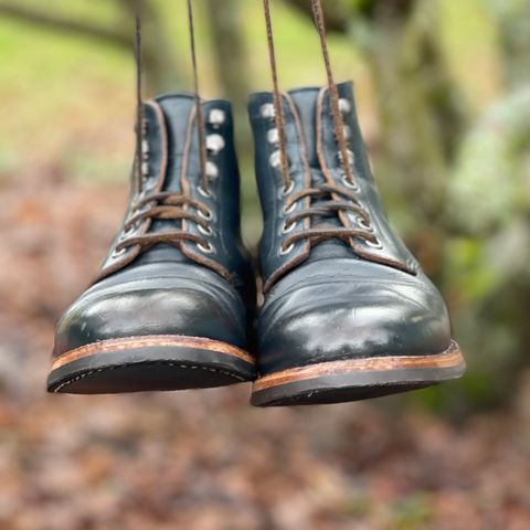 View photo of Grant Stone Diesel Boot in Horween Navy Chromexcel