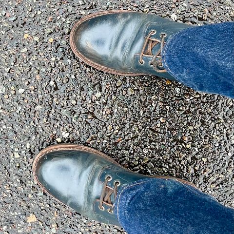 View photo of Grant Stone Diesel Boot in Horween Navy Chromexcel