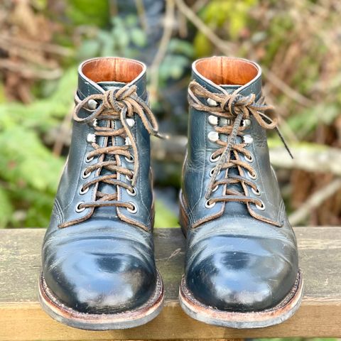 View photo of Grant Stone Diesel Boot in Horween Navy Chromexcel