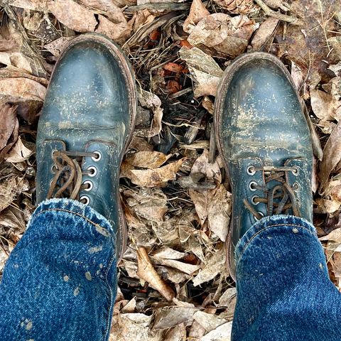 View photo of Grant Stone Diesel Boot in Horween Navy Chromexcel