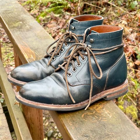 View photo of Grant Stone Diesel Boot in Horween Navy Chromexcel