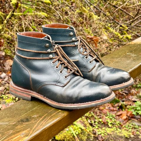 View photo of Grant Stone Diesel Boot in Horween Navy Chromexcel