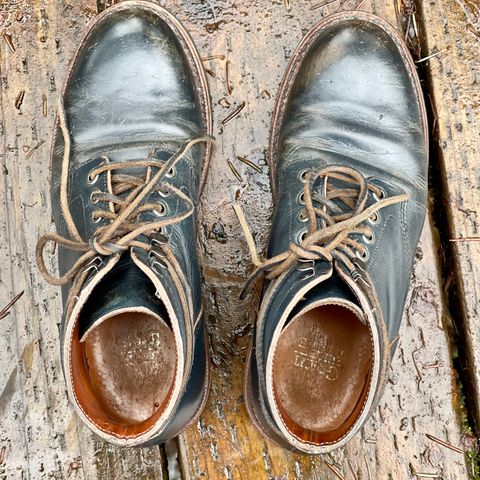 View photo of Grant Stone Diesel Boot in Horween Navy Chromexcel