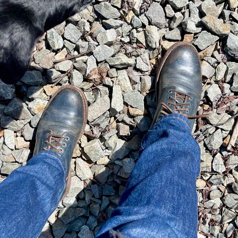 View photo of Grant Stone Diesel Boot in Horween Navy Chromexcel