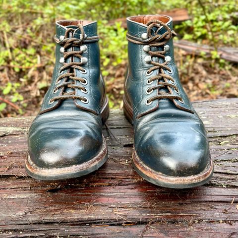 View photo of Grant Stone Diesel Boot in Horween Navy Chromexcel