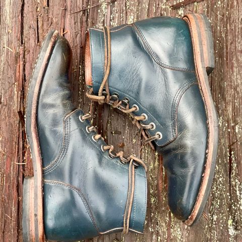 View photo of Grant Stone Diesel Boot in Horween Navy Chromexcel