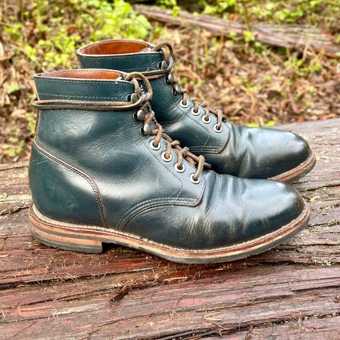 View photo of Grant Stone Diesel Boot in Horween Navy Chromexcel