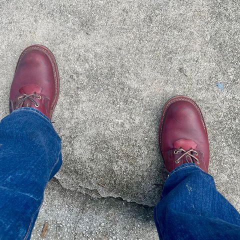 View photo of Nick's Boots MTO in Wickett & Craig Double Stuffed Crimson