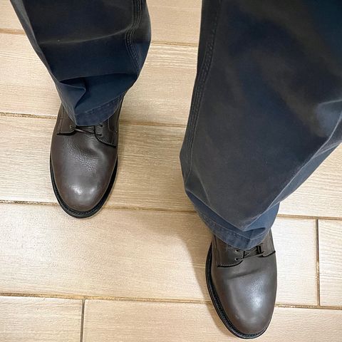 View photo of Viberg Derby Shoe in C.F. Stead Winter Smoke Classic Calf