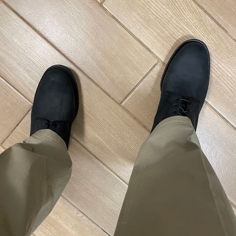 Viberg Rockland Blucher in C.F. Stead Black Waxy Commander Suede