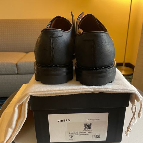 Viberg Rockland Blucher in C.F. Stead Black Waxy Commander Suede
