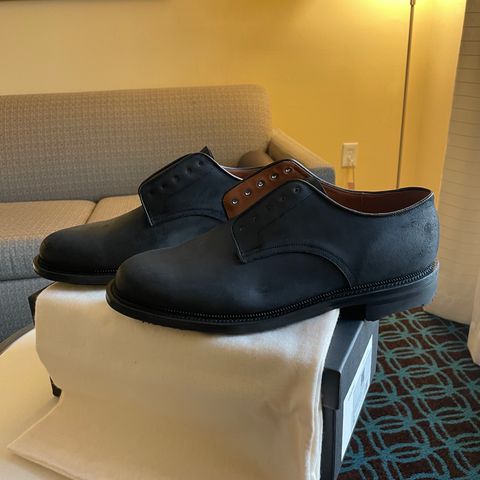Viberg Rockland Blucher in C.F. Stead Black Waxy Commander Suede