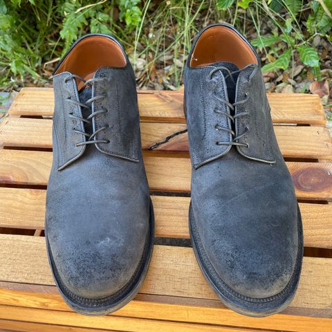 View photo of Viberg Rockland Blucher in C.F. Stead Black Waxy Commander Suede