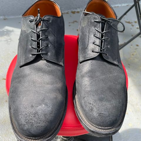 View photo of Viberg Rockland Blucher in C.F. Stead Black Waxy Commander Suede