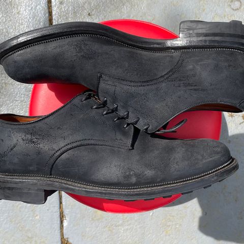 View photo of Viberg Rockland Blucher in C.F. Stead Black Waxy Commander Suede