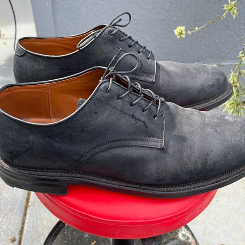 View photo of Viberg Rockland Blucher in C.F. Stead Black Waxy Commander Suede