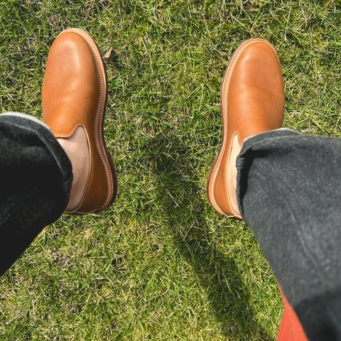 Viberg Slipper in CF Stead Noix Eco Grain