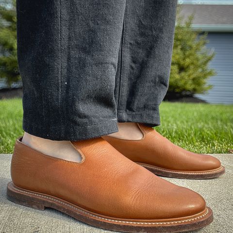 Viberg Slipper in CF Stead Noix Eco Grain