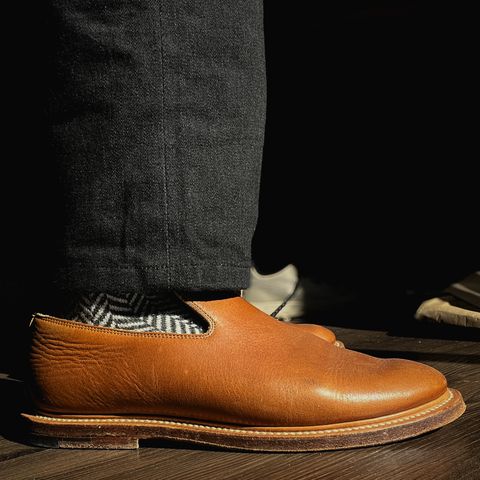 View photo of Viberg Slipper in CF Stead Noix Eco Grain