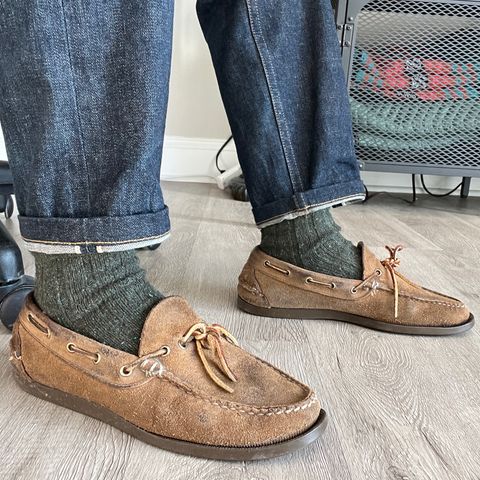 View photo of Oak Street Bootmakers Camp Moc in Horween Natural Chromexcel Roughout