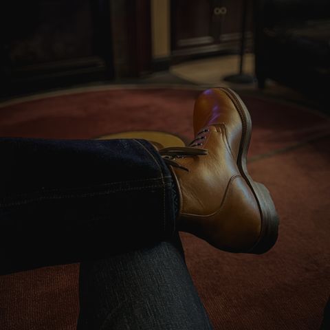 View photo of Viberg Service Boot in Shinki Cognac Latigo Horsehide