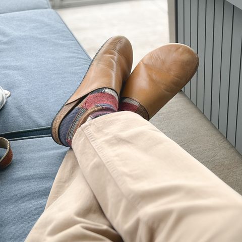 View photo of 3sixteen Calf Leather Mules in Natural Calf Leather