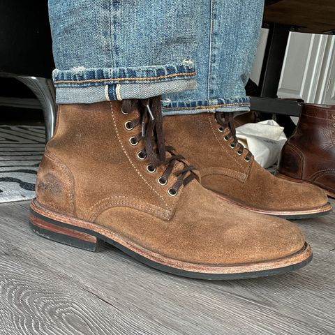 View photo of Oak Street Bootmakers Trench Boot in Horween Natural Chromexcel Roughout