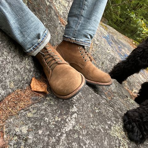 View photo of Oak Street Bootmakers Trench Boot in Horween Natural Chromexcel Roughout