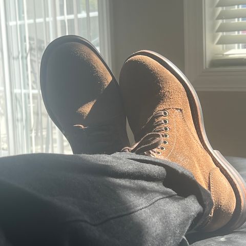 View photo of Oak Street Bootmakers Trench Boot in Horween Natural Chromexcel Roughout