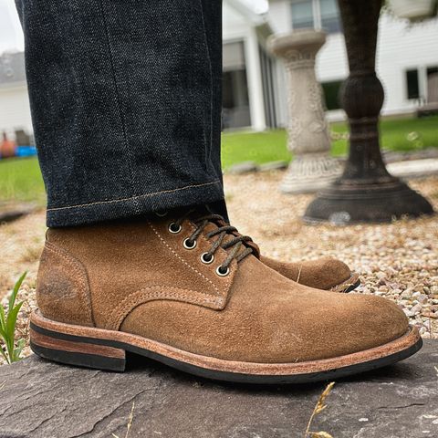 View photo of Oak Street Bootmakers Trench Boot in Horween Natural Chromexcel Roughout