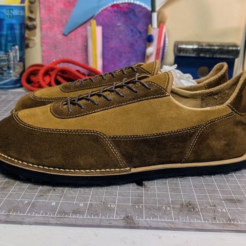 Search result thumbnail of Turriff Functional Footwear C-02 Anatomical Outdoor Shoe in Cf Stead Repello Calf Suede Mix (Autumn Gold, Cola)