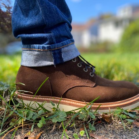 Grant Stone Diesel Boot in C.F. Stead Coffee Repello Calf Suede