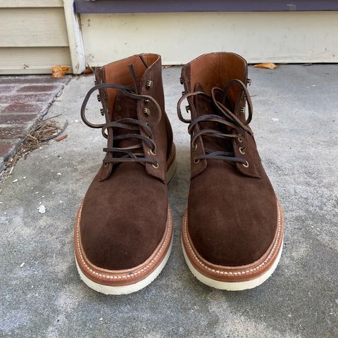 Grant Stone Diesel Boot in C.F. Stead Coffee Repello Calf Suede