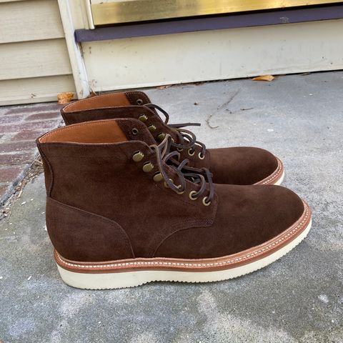 Grant Stone Diesel Boot in C.F. Stead Coffee Repello Calf Suede