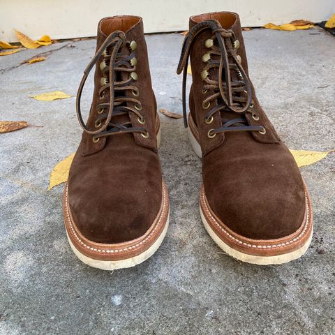 Grant Stone Diesel Boot in C.F. Stead Coffee Repello Calf Suede