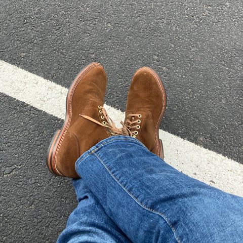 Grant Stone Diesel Boot in C.F. Stead Bourbon Repello Calf Suede