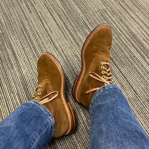 Grant Stone Diesel Boot in C.F. Stead Bourbon Repello Calf Suede